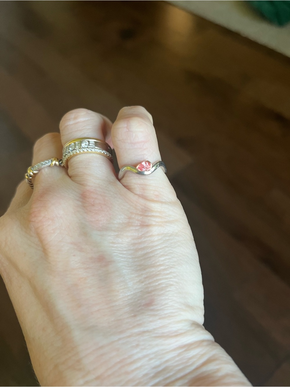 SETTE Coquette Two Toned Pink Pear Pinky Ring Size 4 - Picture 14 of 15